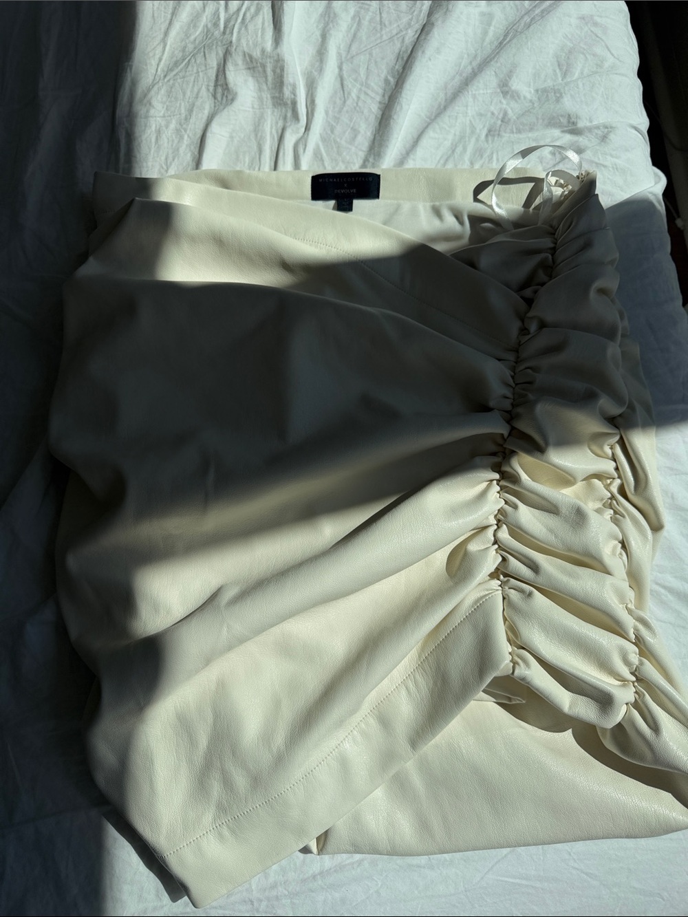 Revolve Michael Costello Ruched Cream Women's Skirt